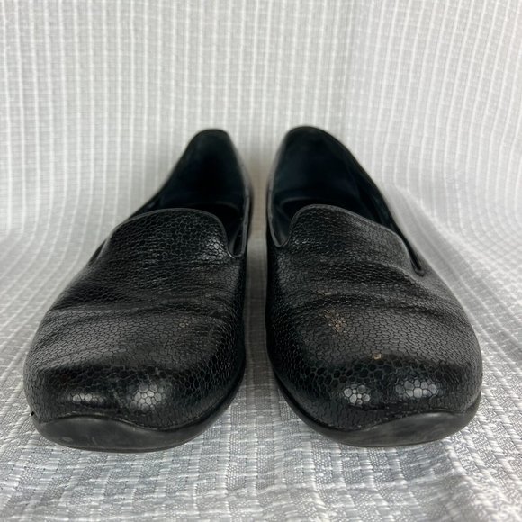Dansko 40 Loafer Shoes Womens 9.5-10 Olivia Black Leather Slip On Wedge Embossed - Picture 6 of 13